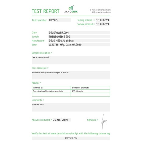 TRENBOMED E 200 (TRENBOLONE ENANTHATE) INJECTABLE STEROID IN AMPOULES Deus Medical